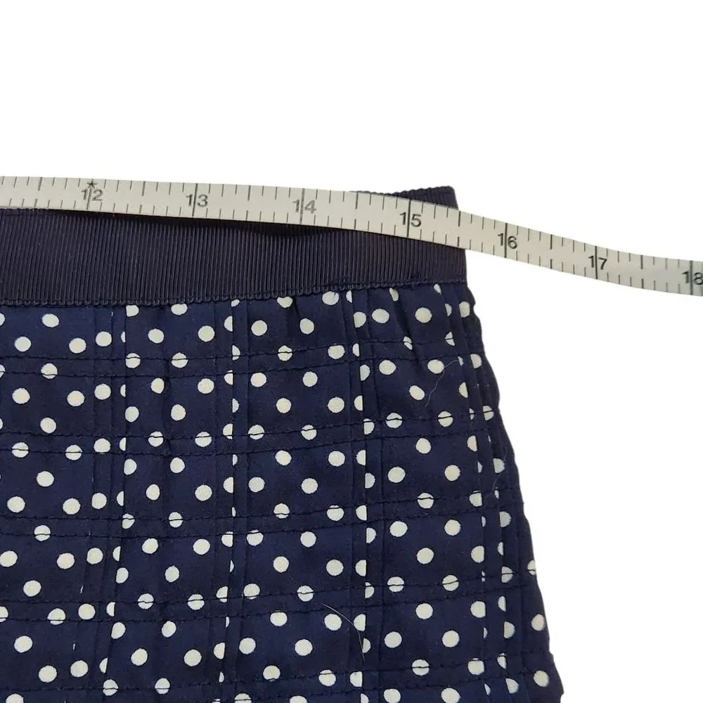 J. Crew Navy White Polka Dot Pleated Knee Length Skirt Women's 8 Preppy Academia
